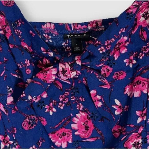 Torrid Blue & Pink Floral Peplum Eyelet Gauzy Tank Cami Sz 3X - Picture 8 of 15